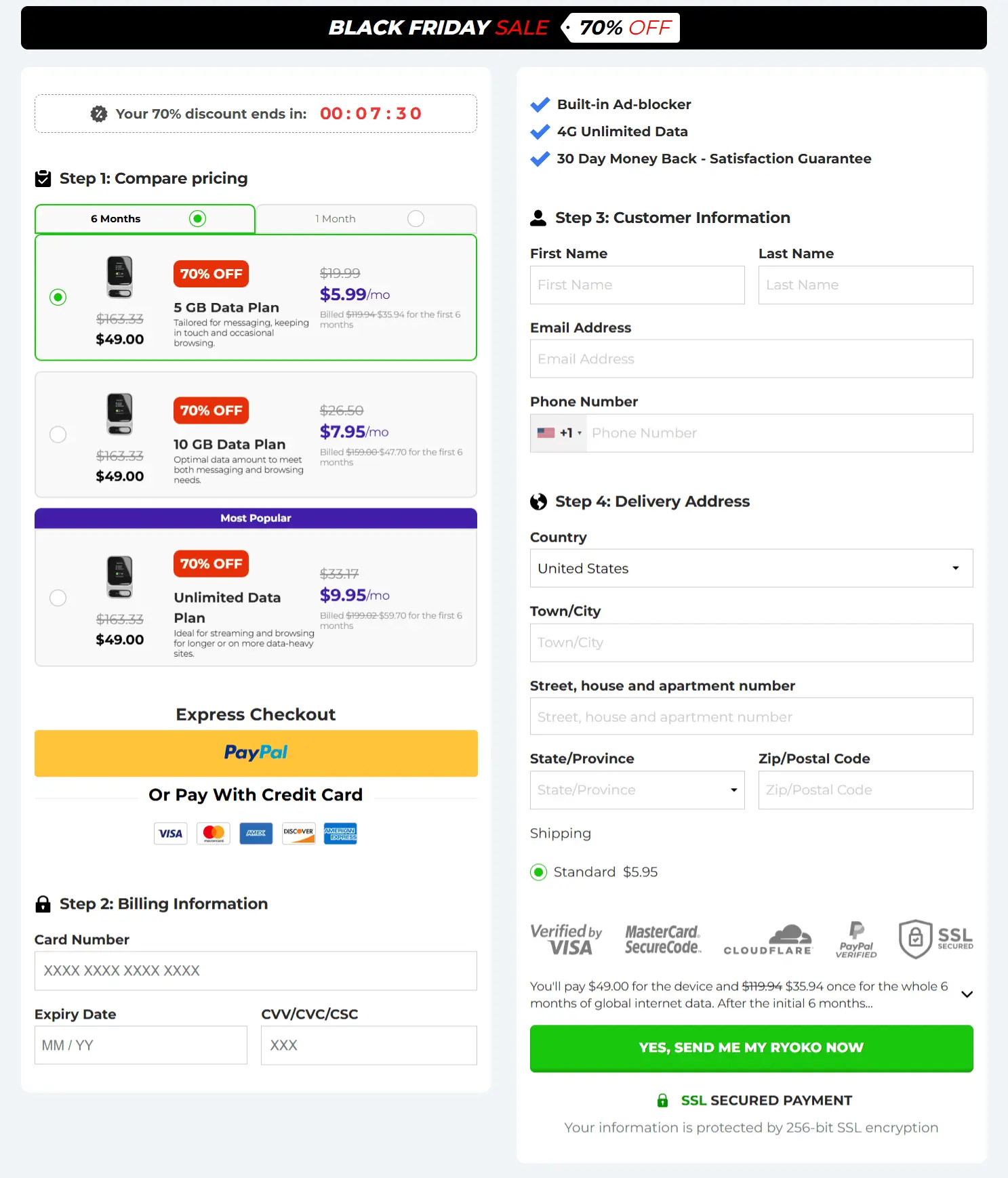 Ryoko Pro checkout page
